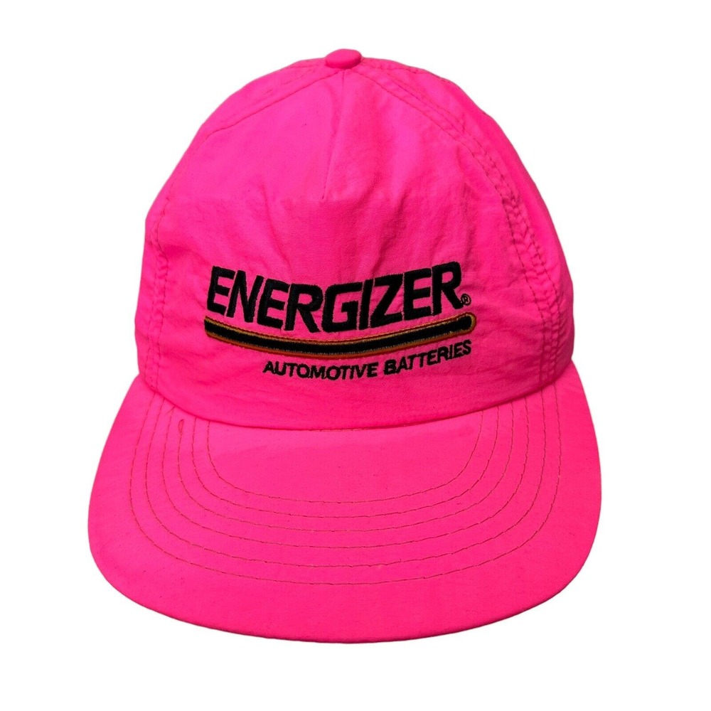 Vintage Energizer Batteries Hat Cap Pink Automotive Snapback Adjustable Made USA